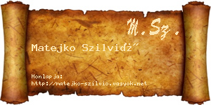 Matejko Szilvió névjegykártya